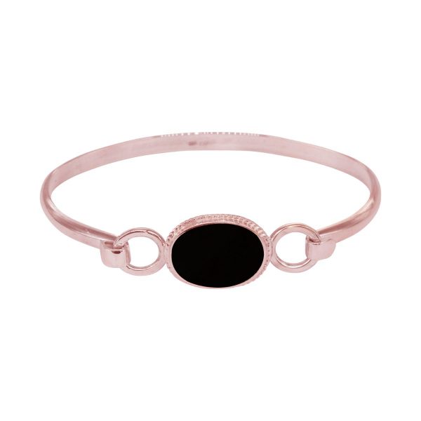 Rose Gold Whitby Jet Oval Bangle