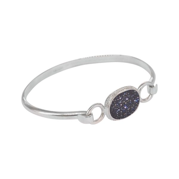 Silver Blue Goldstone Bangle