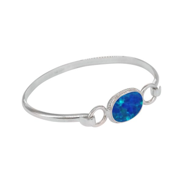 Silver Opalite Cobalt Blue Bangle