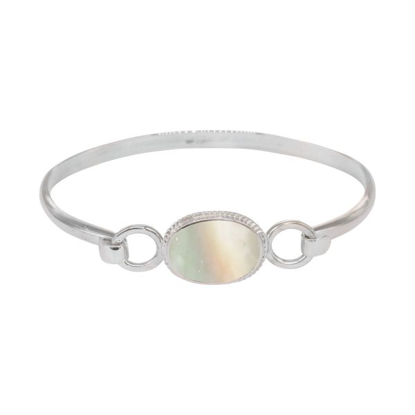 Silver Mother of Pearl Oval Bangle