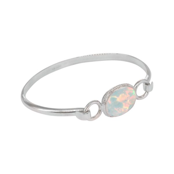 Silver Opalite Sun Ice Bangle