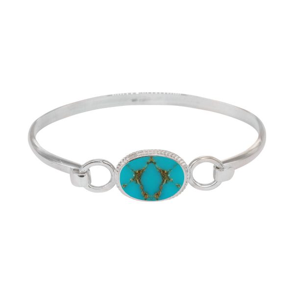 Silver Turquoise Oval Bangle