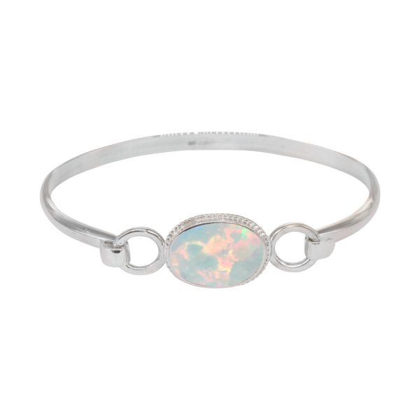 White Gold Opalite Sun Ice Bangle