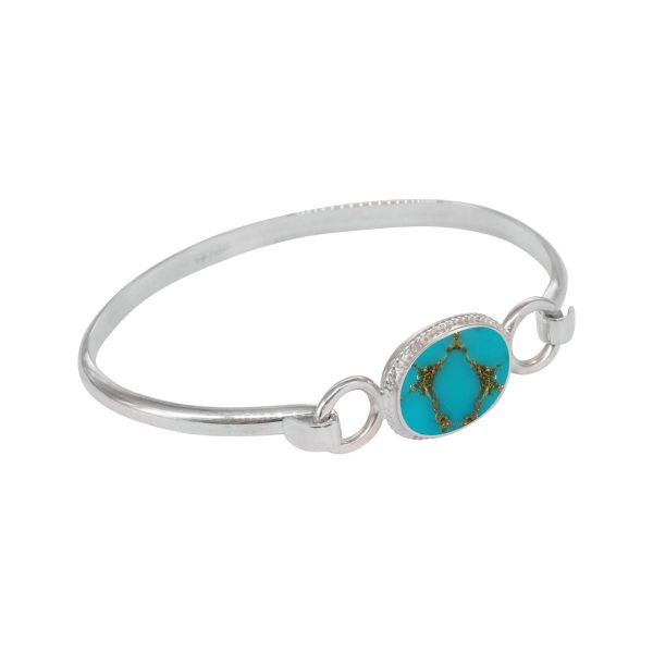 White Gold Turquoise Bangle