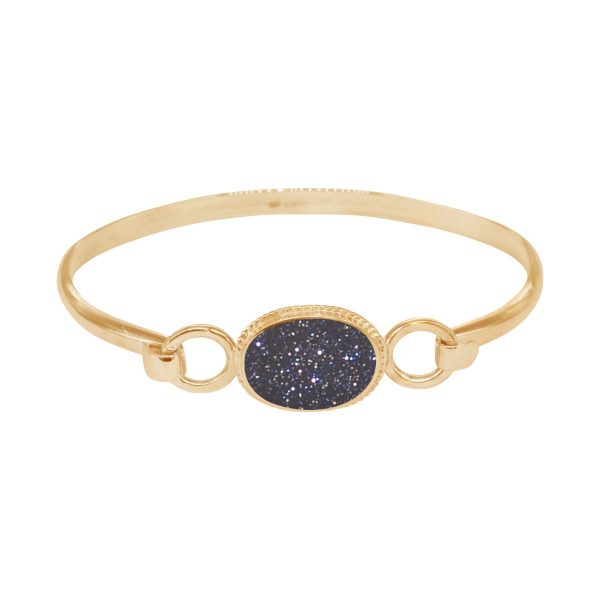 Yellow Gold Blue Goldstone Oval Bangle