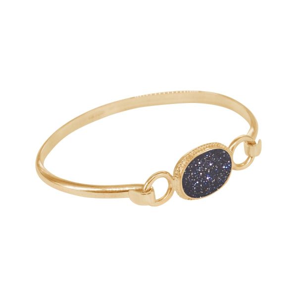 Yellow Gold Blue Goldstone Bangle