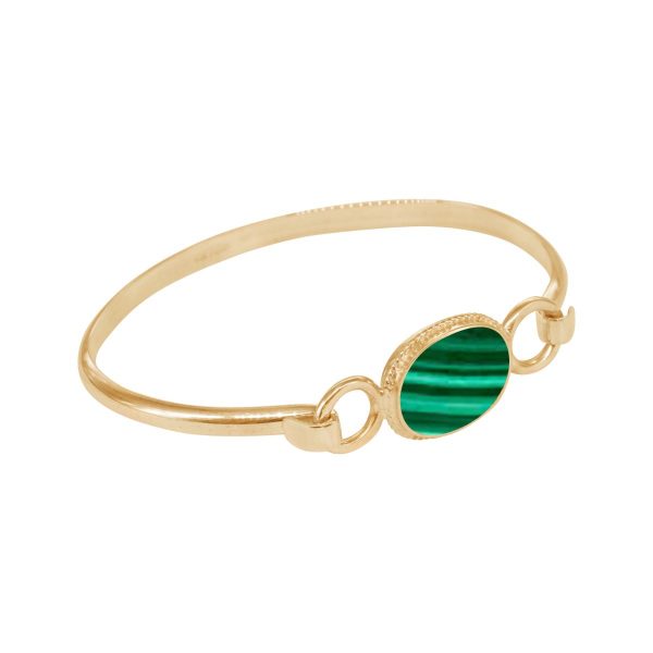 Yellow Gold Malachite Bangle