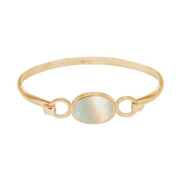 Yellow Gold Mother of Pearl Oval Bangle