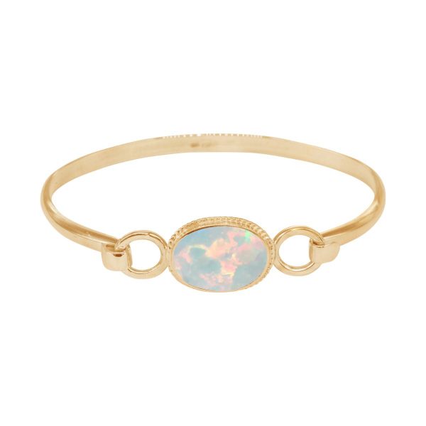 Yellow Gold Opalite Sun Ice Oval Bangle