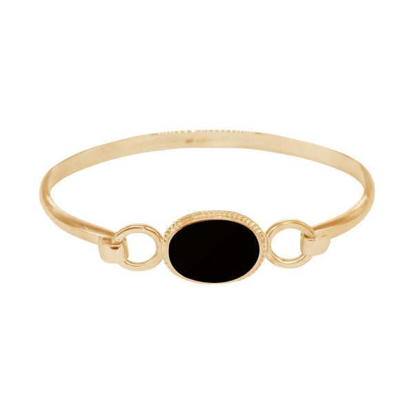 Yellow Gold Whitby Jet Oval Bangle
