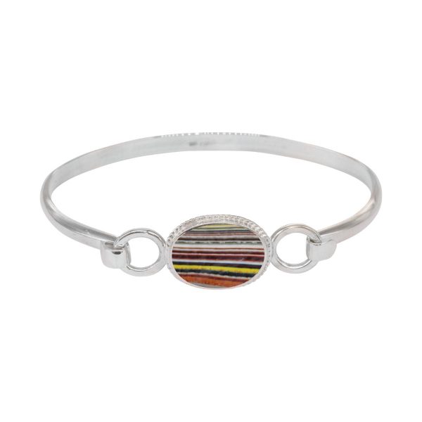 White Gold Fordite Bangle