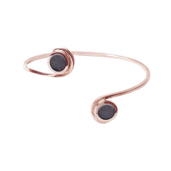 Rose Gold Blue Goldstone Double Stone Bangle