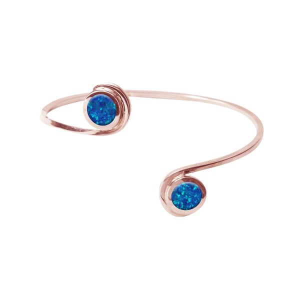 Rose Gold Opalite Cobalt Blue Double Stone Bangle