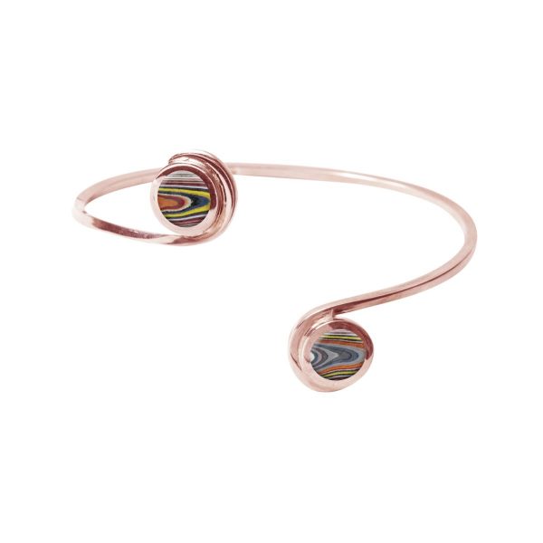 Rose Gold Fordite Double Stone Bangle