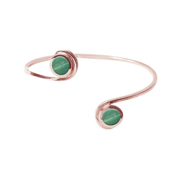 Rose Gold Malachite Double Stone Bangle