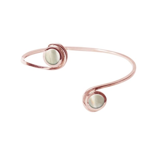 Rose Gold Mother of Pearl Double Stone Bangle