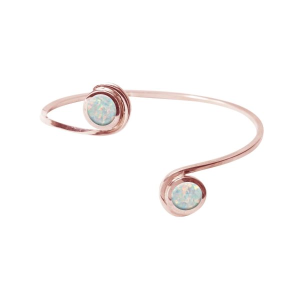 Rose Gold Opalite Sun Ice Double Stone Bangle