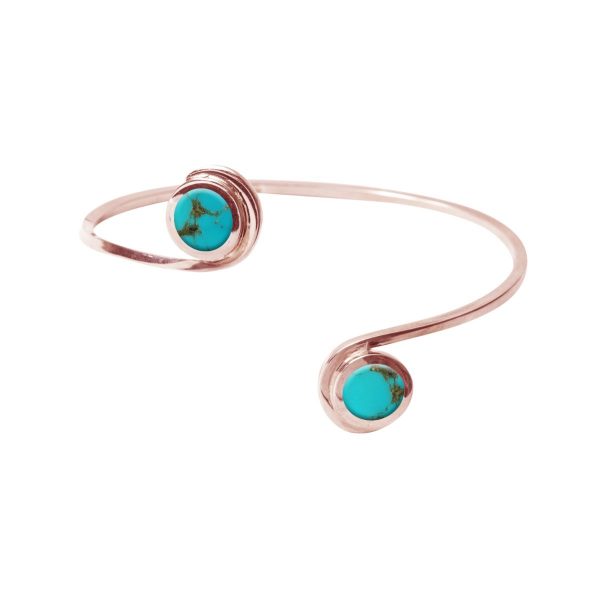 Rose Gold Turquoise Double Stone Bangle