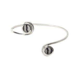 Silver Blue John Round Stone Twist Bangle