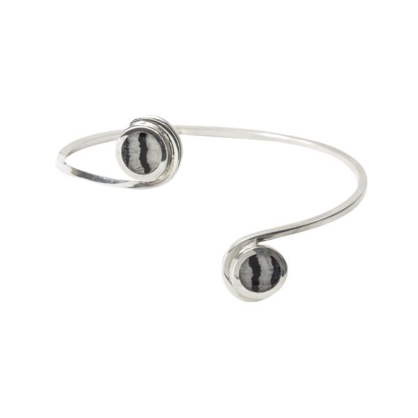 Silver Blue John Round Stone Twist Bangle