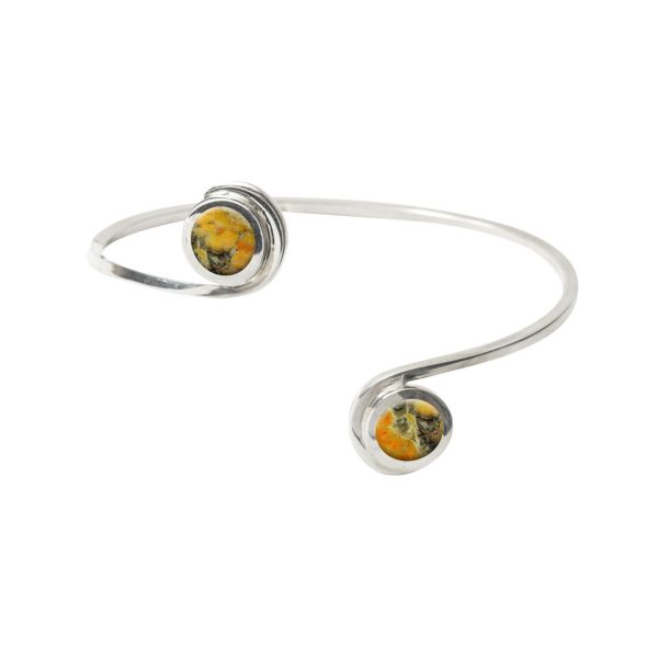 Silver Bumblebee Jasper Double Stone Bangle