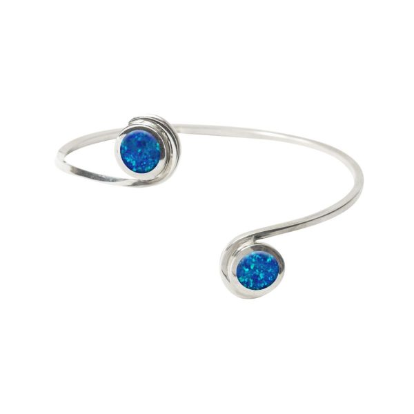 Silver Opalite Cobalt Blue Double Stone Bangle