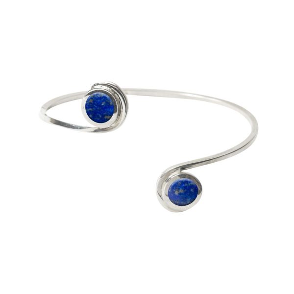 Silver Lapis Double Stone Bangle