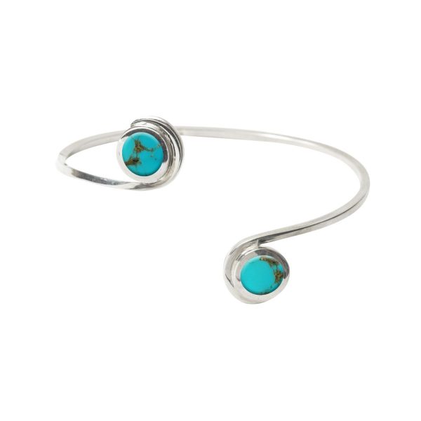 Silver Turquoise Double Stone Bangle