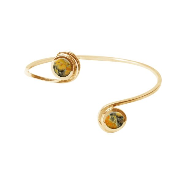 Yellow Gold Bumblebee Jasper Double Stone Bangle