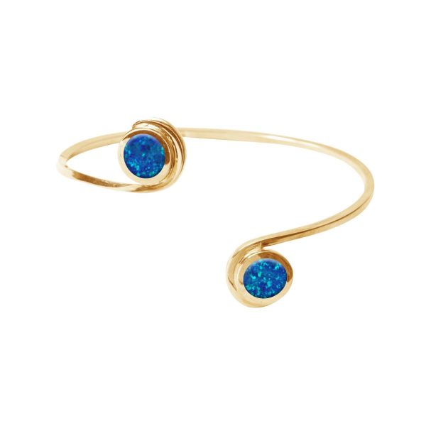 Yellow Gold Cobalt Blue Double Stone Bangle