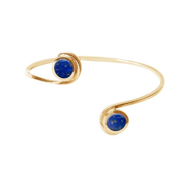 Yellow Gold Lapis Double Stone Bangle