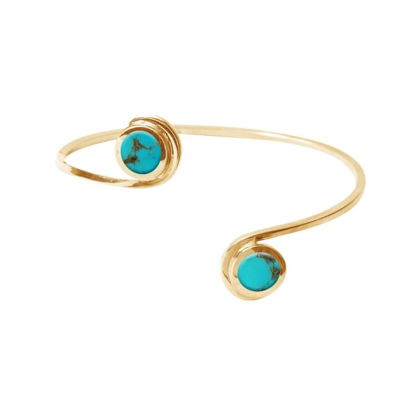 Yellow Gold Turquoise Double Stone Bangle