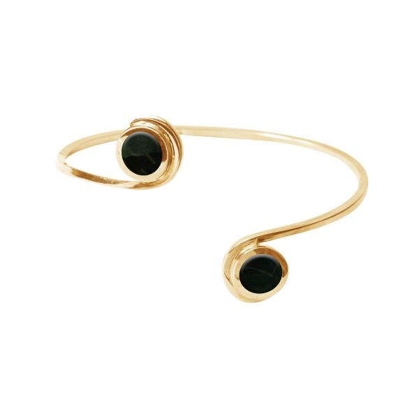 Yellow Gold Whitby Jet Double Stone Bangle