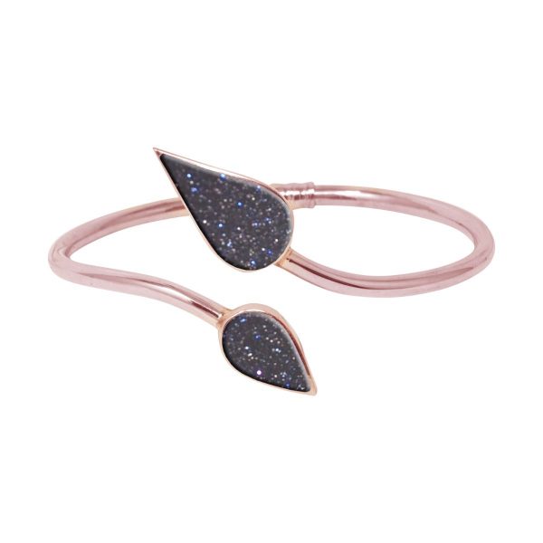 Rose Gold Blue Goldstone Bangle