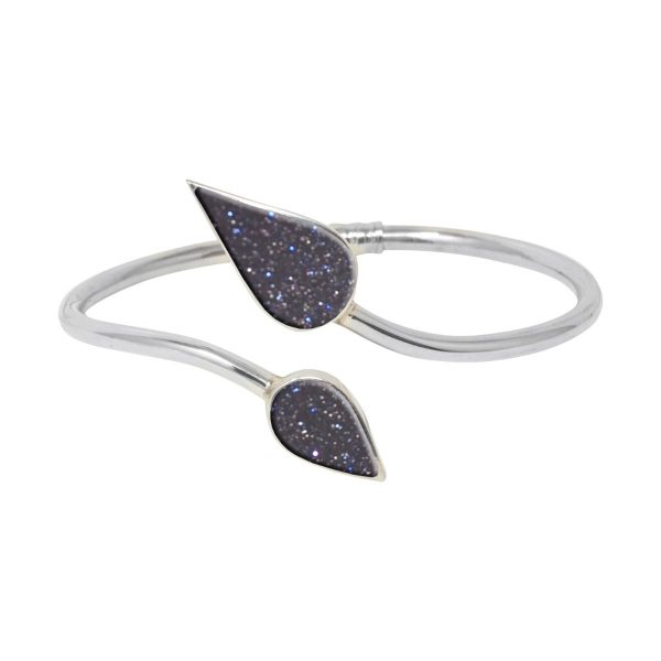 Silver Blue Goldstone Bangle