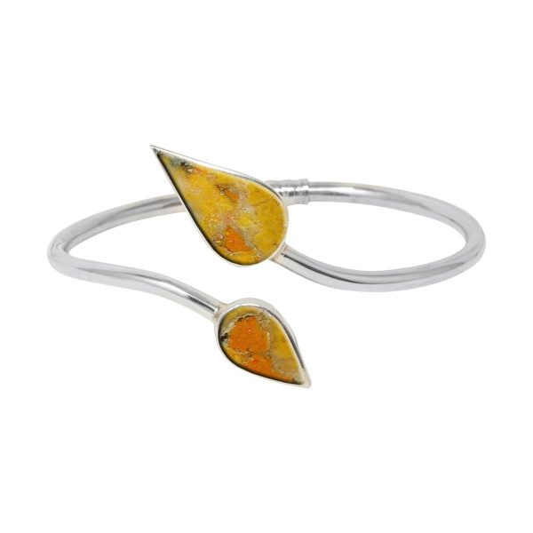 White Gold Bumblebee Jasper Bangle