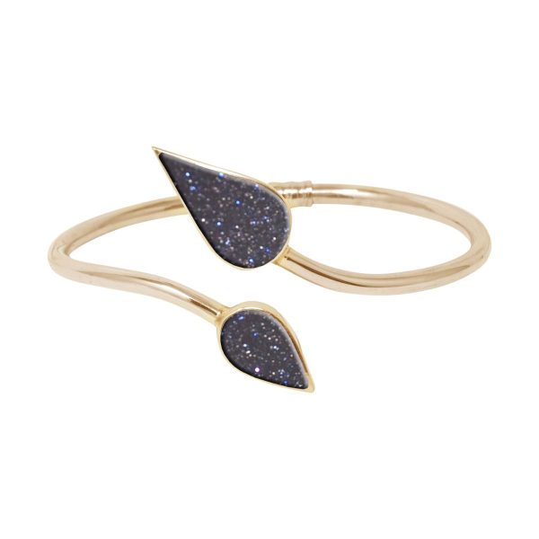 Yellow Gold Blue Goldstone Bangle