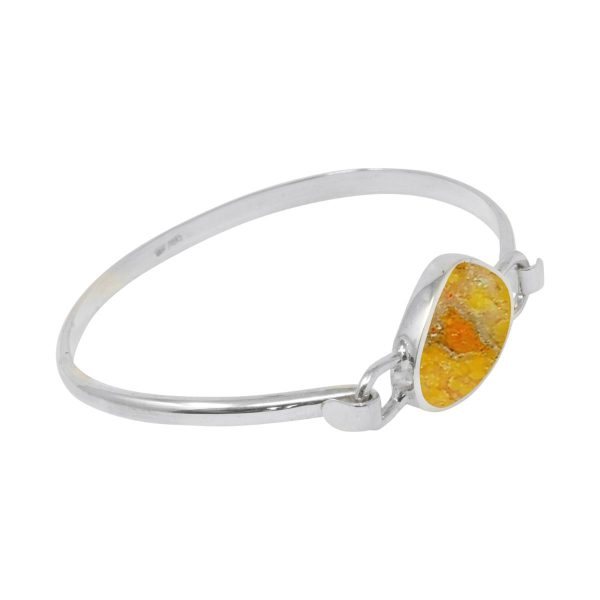 White Gold Bumblebee Jasper Bangle