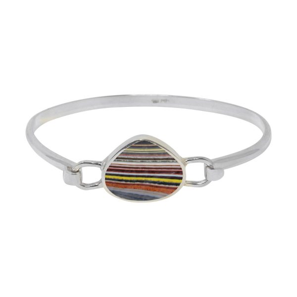 White Gold Fordite Bangle