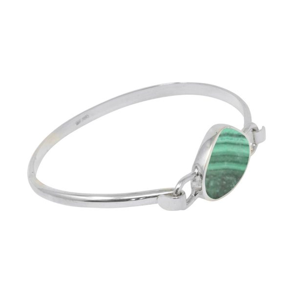 White Gold Malachite Bangle