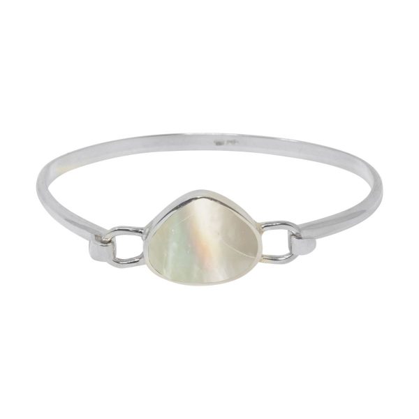 White Gold Mother of Pearl Bangle