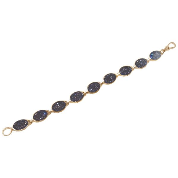 Yellow Gold Blue Goldstone Bracelet