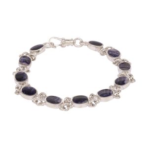 Silver Blue John Oval Stone Bracelet