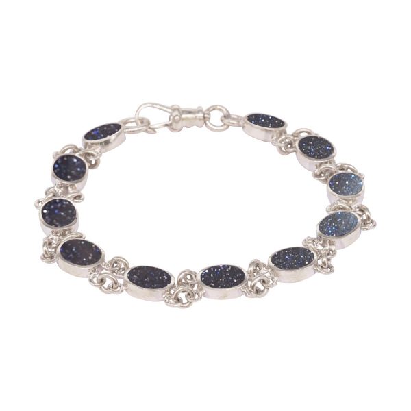 White Gold Blue Goldstone Bracelet