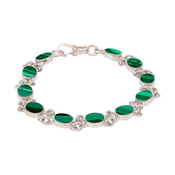 White Gold Malachite Bracelet