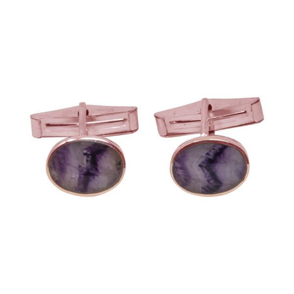 Rose Gold Blue John Oval Cufflinks