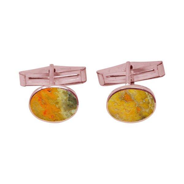 Rose Gold Bumblebee Jasper Oval Cufflinks