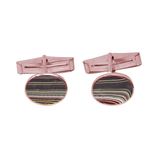 Rose Gold Fordite Oval Cufflinks