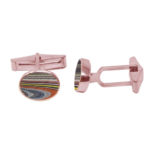 Rose Gold Fordite Oval Cufflinks