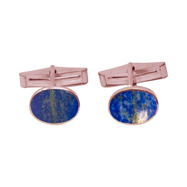 Rose Gold Lapis Oval Cufflinks